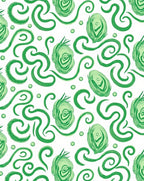 Green Swirls and Cabbage Pattern Rug