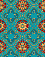 Vibrant Red Gold Mandala Pattern Rug