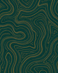 Dark Teal Golden Swirl Pattern Rug