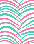 Teal Pink Gray Abstract Waves Rug