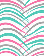 Teal Pink Gray Abstract Waves Rug