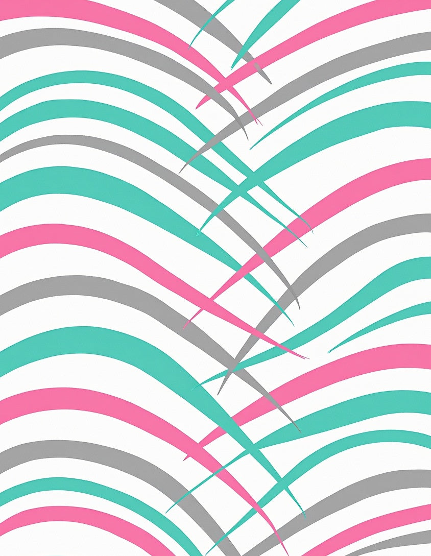 Teal Pink Gray Abstract Waves Rug
