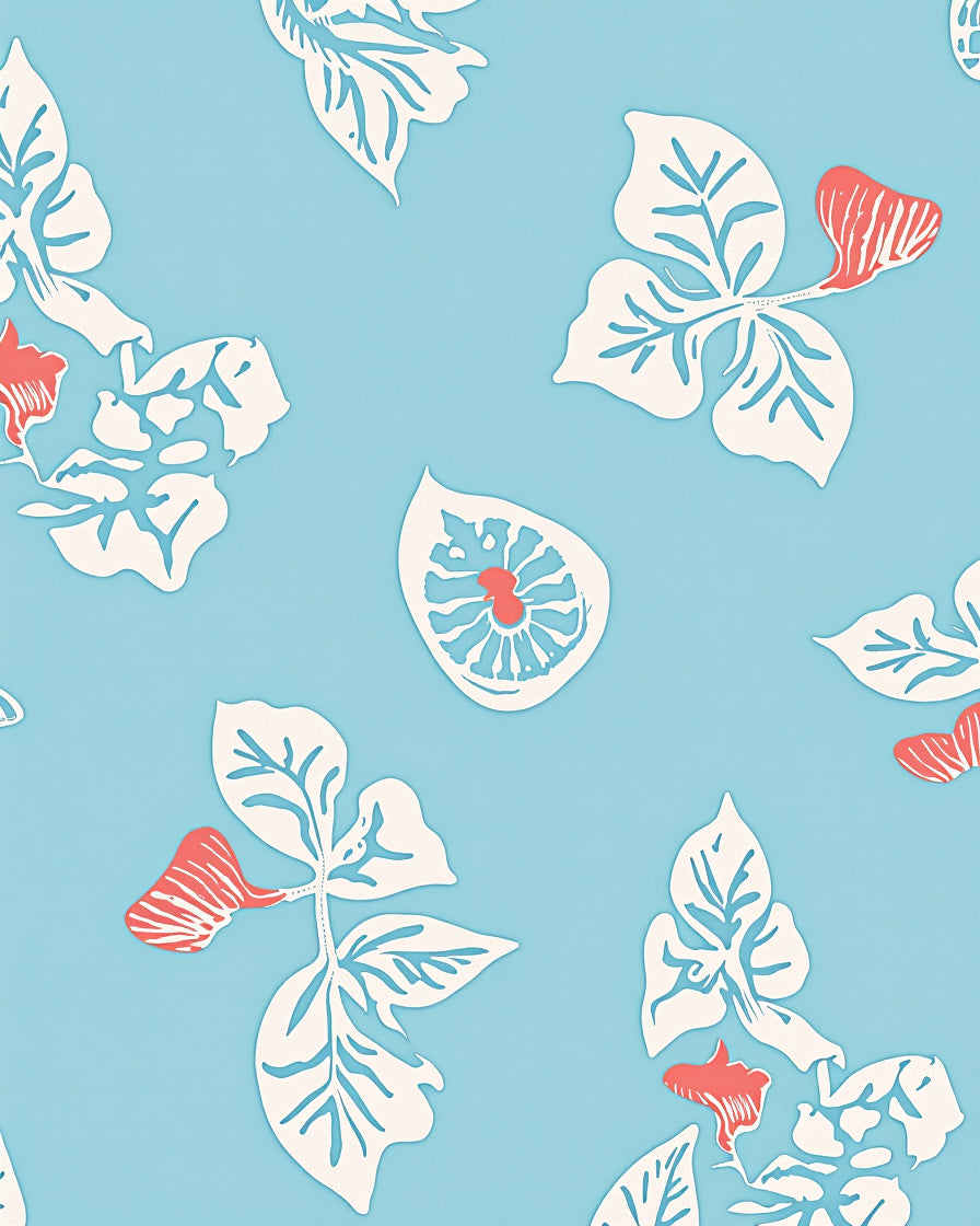 Floral Pattern on Light Blue Background Rug