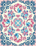 Pink Blue Floral Medallion Garden Elements Rug
