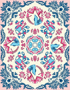 Pink Blue Floral Medallion Garden Elements Rug