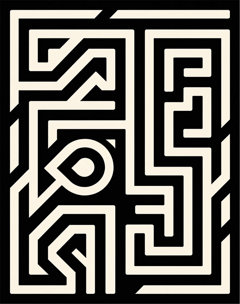 Abstract Geometric Maze Design Rug