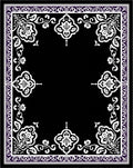 Ornate White Floral Border Design Rug