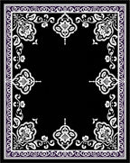 Ornate White Floral Border Design Rug