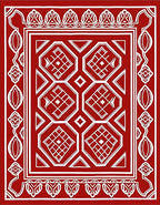 Red White Geometric Crystal Pattern Rug