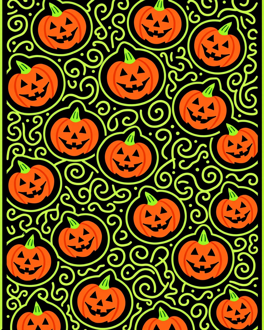 Orange Jack O Lantern Swirl Accent Rug