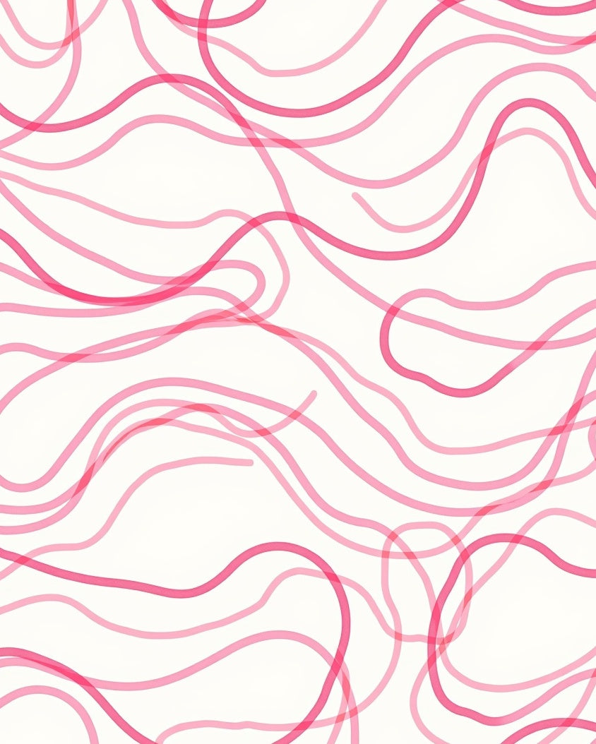 Abstract Pink Wavy Lines Pattern Rug