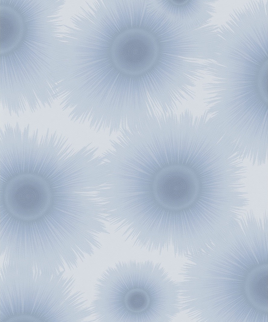 Soft Blue Sunburst Floral Design Rug