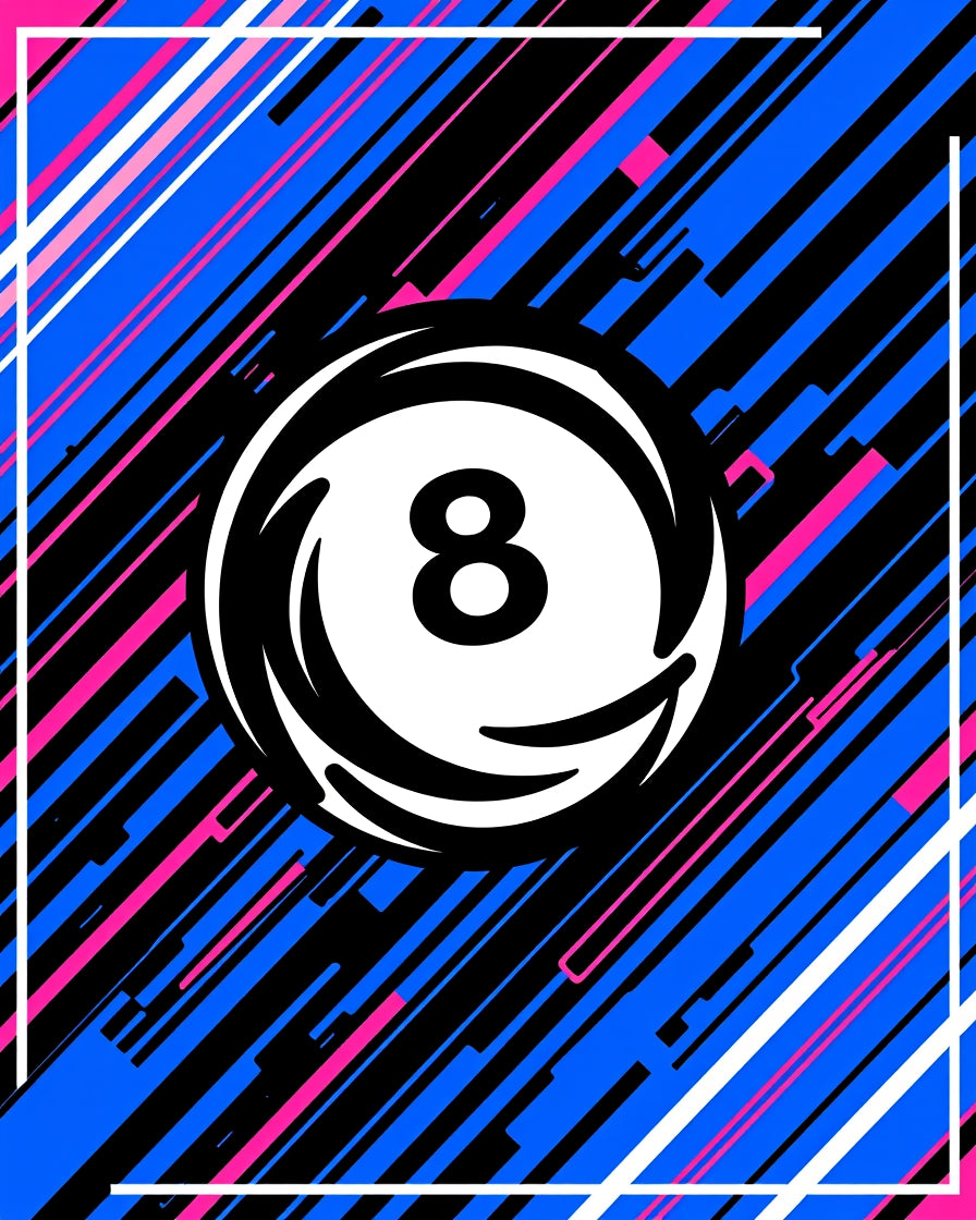 Bold 8-Ball Geometric Collision Rug