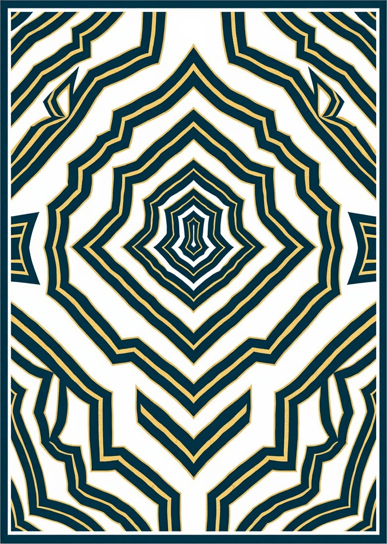 Bold Geometric Inlay Pattern Rug