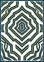Bold Geometric Inlay Pattern Rug