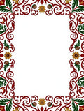 Crimson Green Floral Scroll Border Rug