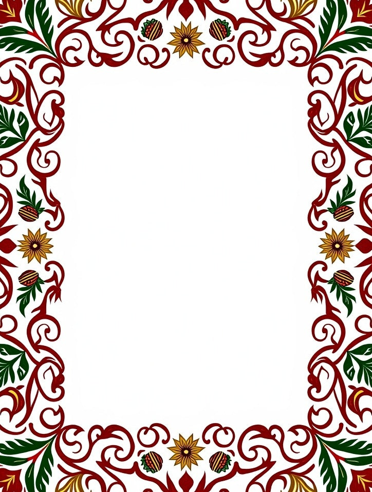 Crimson Green Floral Scroll Border Rug