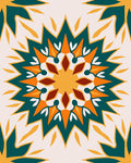 Radiant Starburst Teal Orange Pattern Rug
