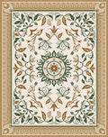 Earthy Floral Medallion Scroll Pattern Rug