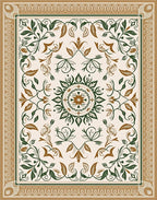 Earthy Floral Medallion Scroll Pattern Rug