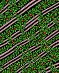 Green Berry Vine Red Stripe Rug