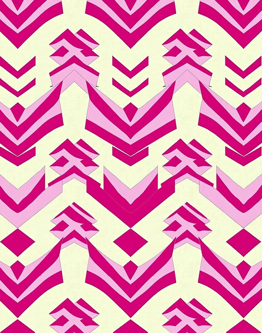Geometric Pink Yellow Chevron Pattern Rug