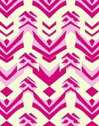 Geometric Pink Yellow Chevron Pattern Rug