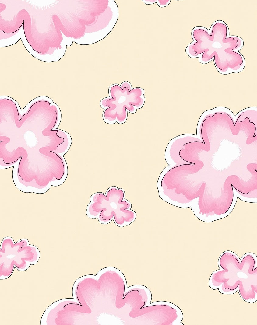 Pink Floral Cloud Pattern Design Rug