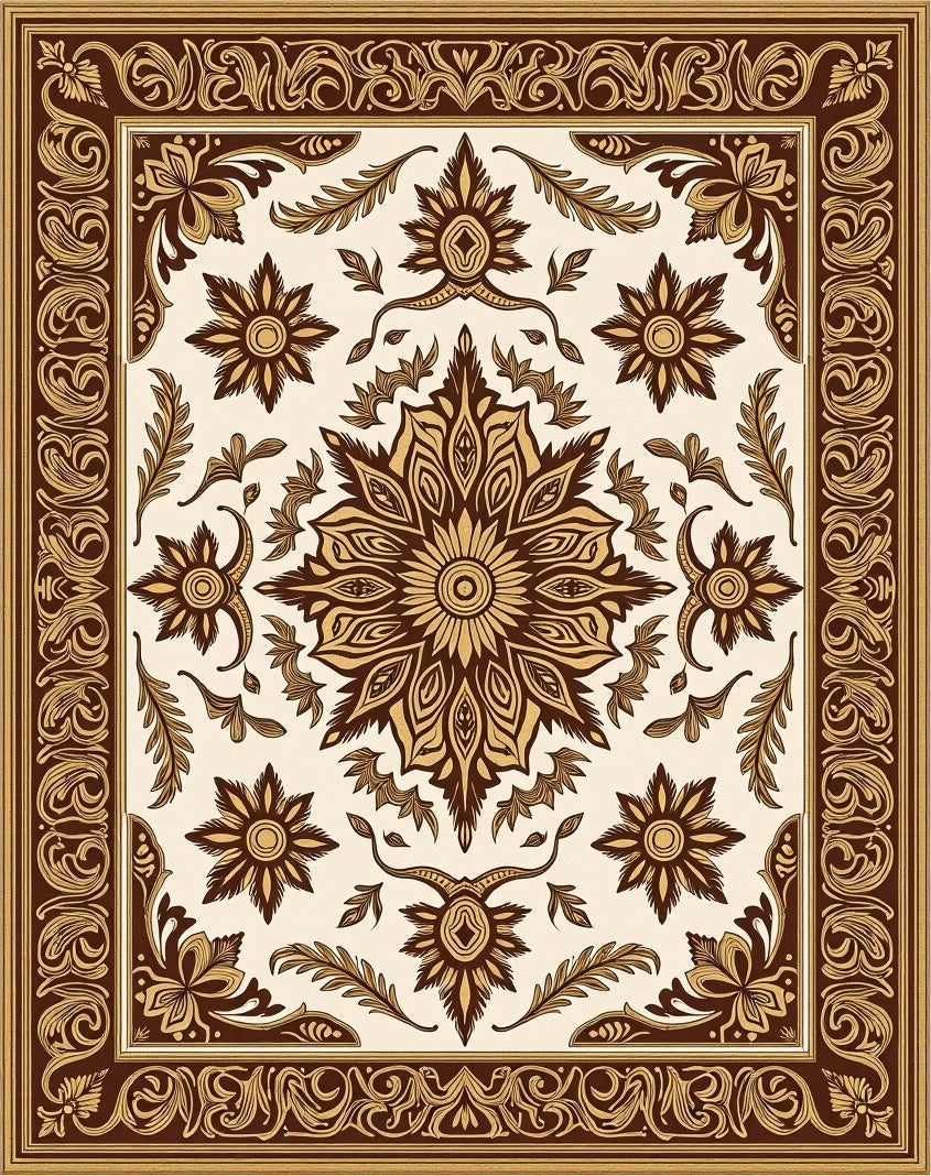 Intricate Floral Medallion Pattern Rug