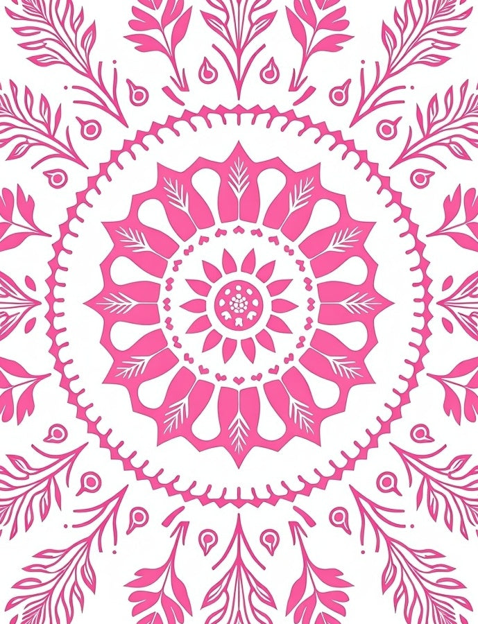 Pink Floral Mandala Pattern Rug
