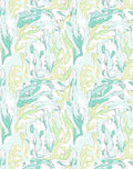 Abstract Seafoam Leaf Pattern Rug