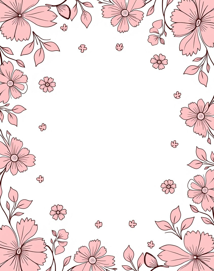 Pink Floral Border Design Rug