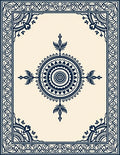Elegant Navy Blue Mandala Border Rug