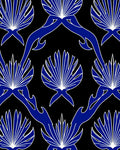 Royal Blue Fan Pattern Design Rug