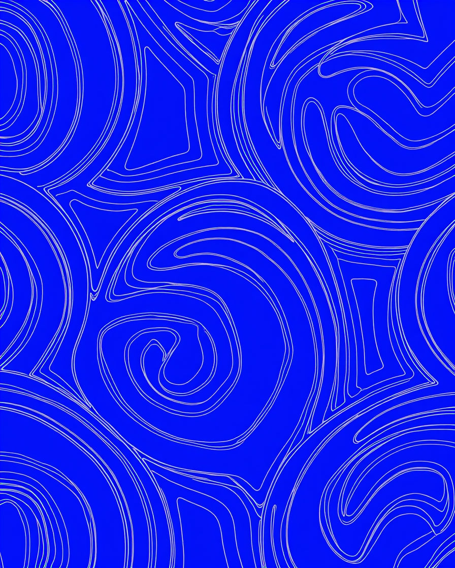 Abstract Blue Swirl Pattern Rug