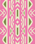 Pink Green Geometric Pattern Rug