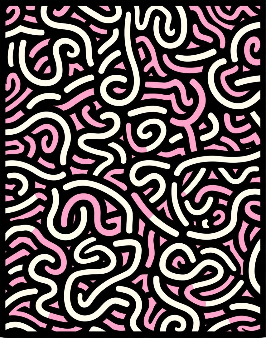 Pink White Swirl Abstract Pattern Rug
