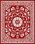 Bold Red White Floral Mandala Rug