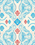 Aqua Red Shell Inspired Abstract Design Rug