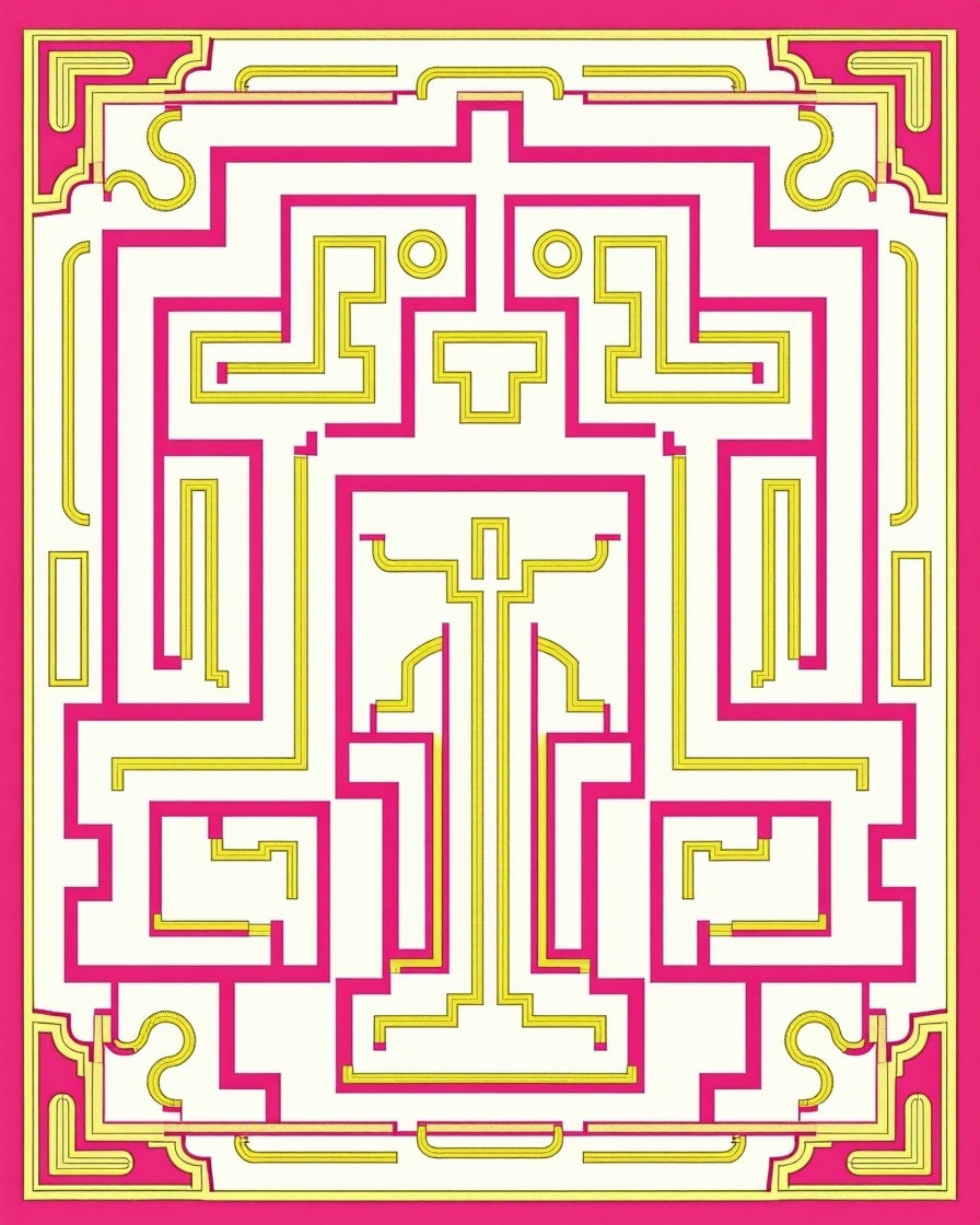 Geometric Maze Pattern Rug