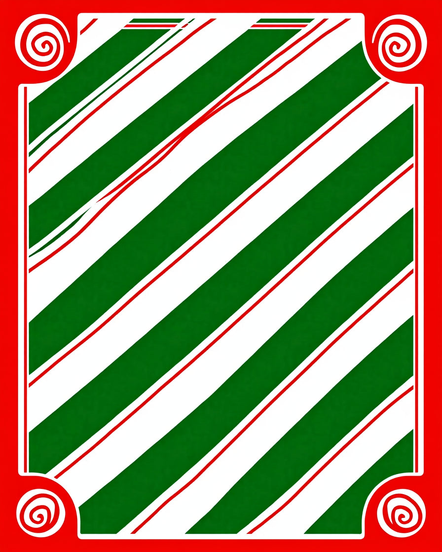 Holiday Red Green Striped Swirl Rug