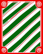 Holiday Red Green Striped Swirl Rug
