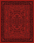 Intricate Red Black Scroll Pattern Rug