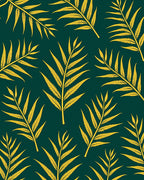 Gold Palm Leaf Patterned Rug
