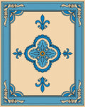 Blue Floral Medallion Border Design Rug
