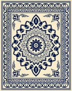 Traditional Mandala Floral Border Design Rug