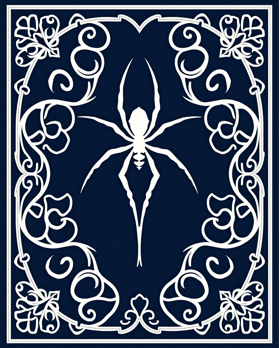 Dark Blue Spider Web Floral Rug