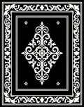 Classic Black White Arabesque Border Rug