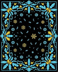 Midnight Blue Yellow Snowflake Garland Rug