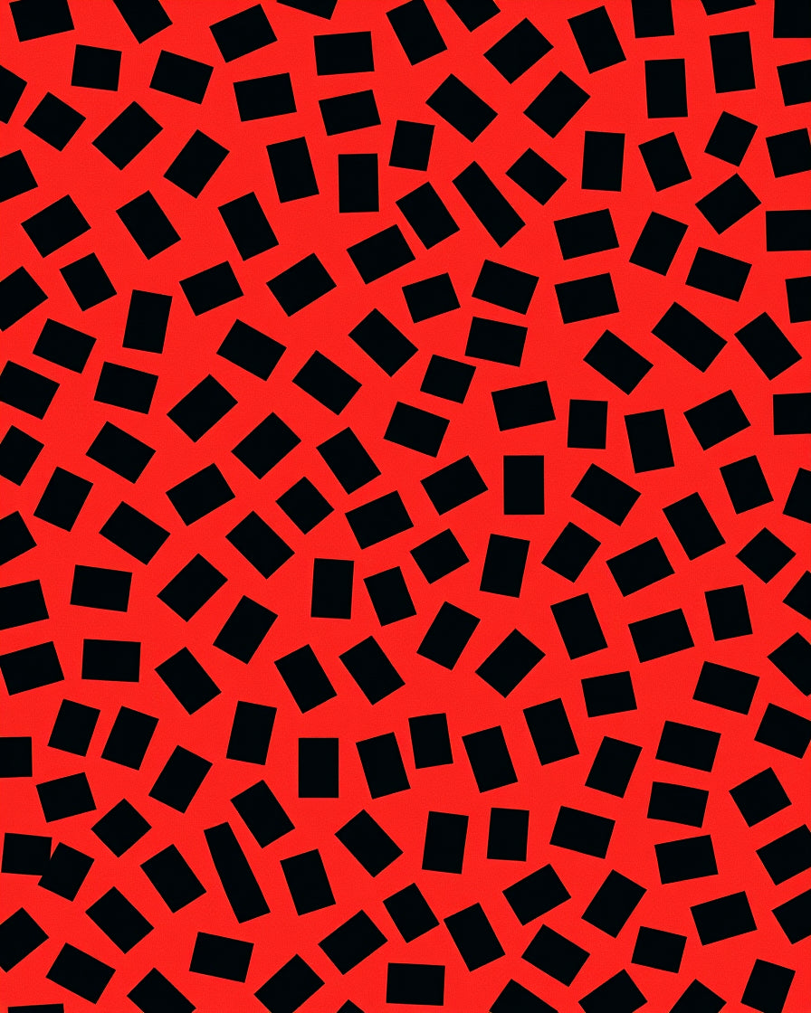 Red Black Scattered Geometric Pattern Rug